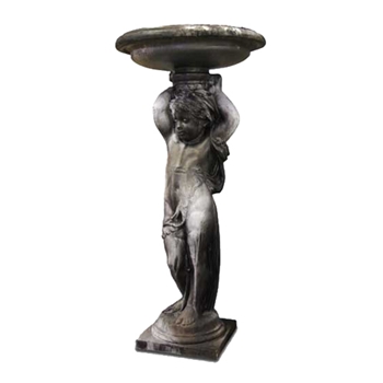 Cherub Birdbath 24W/48H Soot