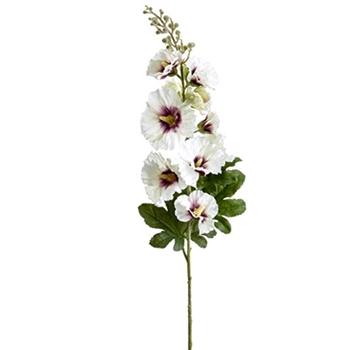 Hollyhock - Stem White/Eggplant 36in - HSH037-WH/BB