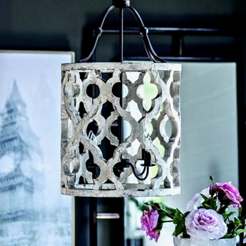 Chandelier - Jolette Quatrefoil Drum White 16W/33H