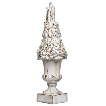 Finial - Urn Bouquet White Wash 9W/28H
