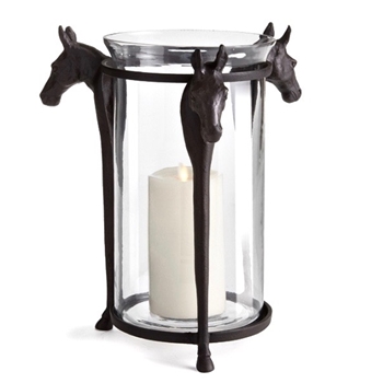 Vase - Equas 14W/14H Bronze & Glass Hurricane