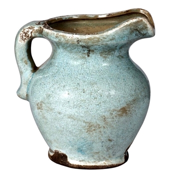 Pitcher - Squat Aqua Crackle Glaze 8W/8H