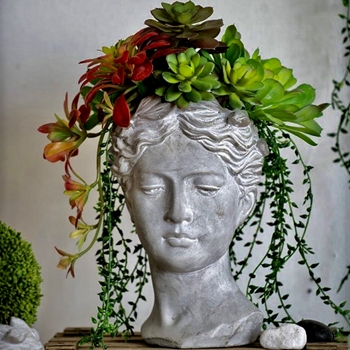 Vase - Goddess Planter 7W/7D/11H Vintage Stone