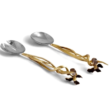 Aram Black Iris Salad Serving Set 2PC 12in
