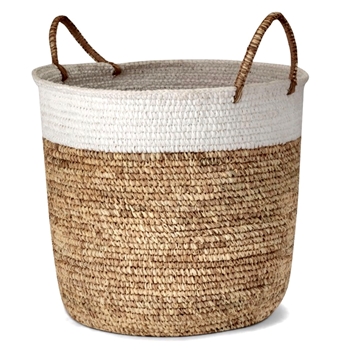 Basket - Raffia & Shoelace White/Natural Large 16W/19H