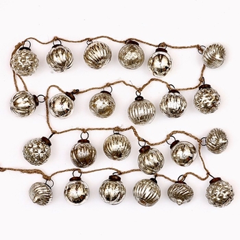 Garland - Kugel Embossed Silver Mercury 72in