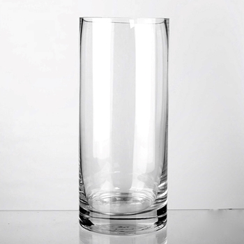Vase - Cylinder Clear Heavy Base 6W/14H