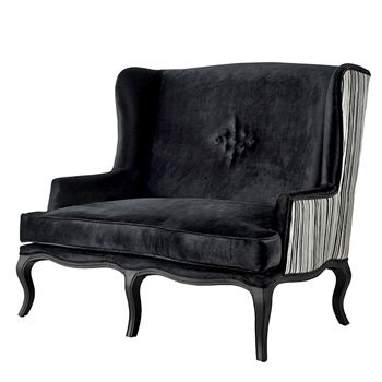 Settee - Haute Black & White Tufted 52W/31D/44H