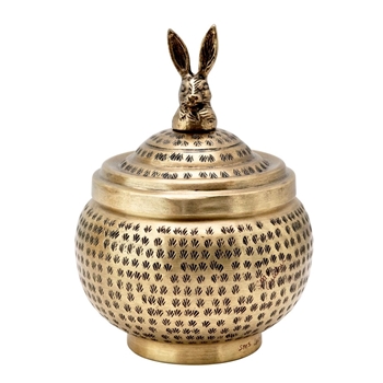Jar - Rabbit Finial Brass 8in