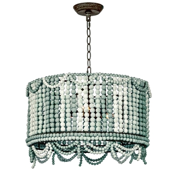 Chandelier - Malibu Drum Blue Wood Bead - 20W/20H