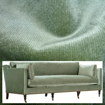 Robin Bruce Madeline Sofa Olive Velvet 90W/40D/34H - 100% Polyester Velvet, 100K DR, Antique Black Turned Legs, Black Nickel Nails, Pewter Castors