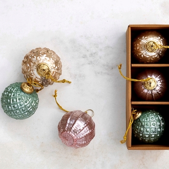 Kugel - Embossed 3in Box of 3 Powder Blush, Petal, Sage