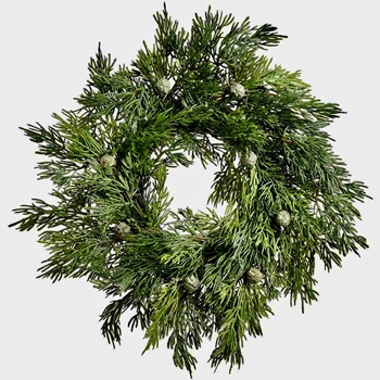 EVW - Wreath - Juniper With Cones Green 14in - YWN429-GR