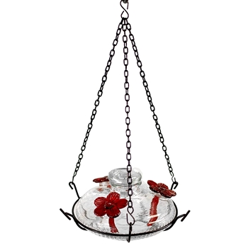 Hummingbird Feeder - Bloom Perch Clear - 8in 16oz Hand Blown Recycled Glass