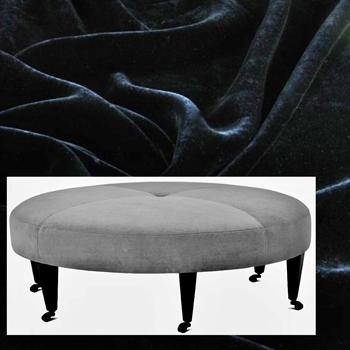 Robin Bruce - Circ Ottoman Miter Black Velvet 48in Round 6 Leg Castor - 100% Polyester Velvet 70K DR, Grade CC.Available special order in all CKD Fabrics