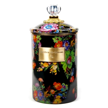Flower Market Black Canister Large 68OZ 5W/10H