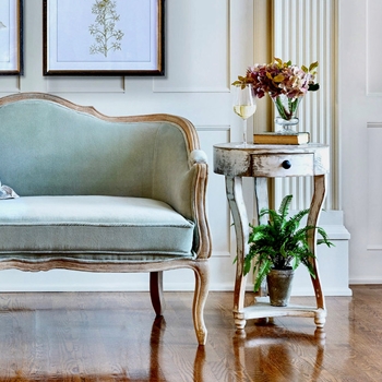 Accent Table - Claudette Antique White Grey 18W/29H