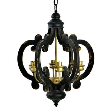 Chandelier - Baroda  6L Fiddle Antique Black 21W/24H