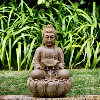 Fountain - Buddha Tuscan Resin 14W/14D/22H