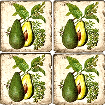 Coaster - Tumbled Marble Set4 - Avocado Fruit Study