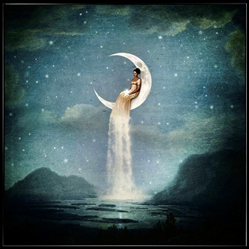 36W/36H Giclee Canvas - Moon River Lady Unframed. Other Sizes & Frames Available