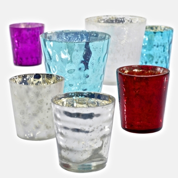 Luxe Votives Ruby, Gold, Silver 3W/3H