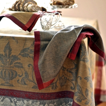 Napkin Linen Versailles Grey/Wine Hem 21SQ