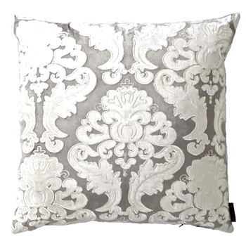 Lili Alessandra - Versailles Silver & Ivory Velvet Damask Cushion 24SQ