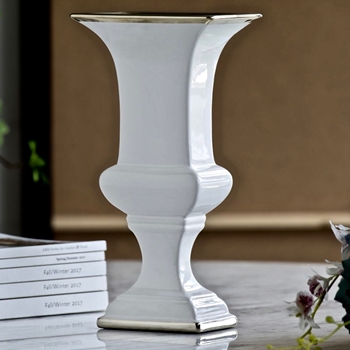 Urn - Elliot White Silver 6x4x12in