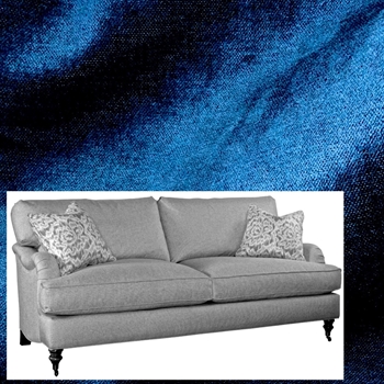 Robin Bruce - Brooke Sofa Lapis 78W/37D/35H - Chenille Velvet - 50% Acrylic, 41% Poly, 9% Rayon. 51K DR  Antique Black Turned Legs, Antique Brass Castors
