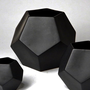 Vase - Facet Black 10IN