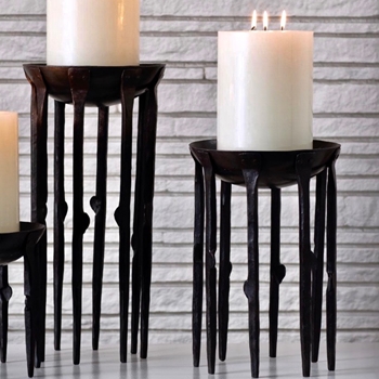 Candle Holder - Bothwell MEDIUM 9W/14H Hand Forged Blackened Iron