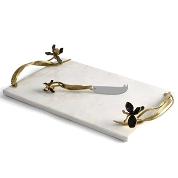 Aram Black Iris White Large Board & Knife Set 19W/10D