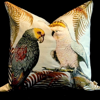 John Derian - Parrot & Palm Parchment Cushion Face 20SQ