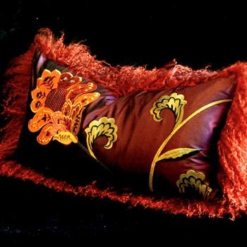 Tibet Fur Henna with Suzanna Purple Shantung Silk Reverse Cushion 24W/12H
