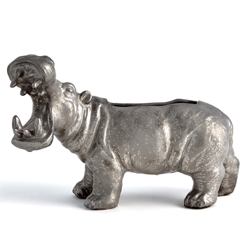Planter - Hippo Silver 18W/12D/9H
