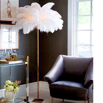 Floor Lamp - Josephine Ostrich 35W/70H White/Gold