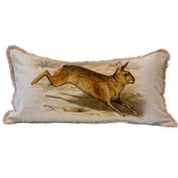 Rabbit Bolster Cushion 24x12 Fringed Cotton