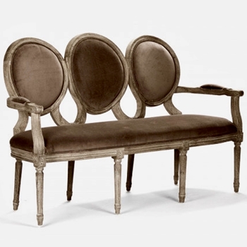 Settee - Medallion X3 Mocha Velvet 100% Polyester / Limed Oak Frame.  62W/24D/39H