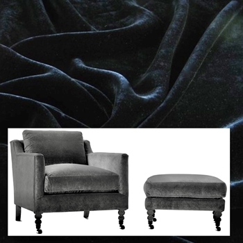 Robin Bruce Madeline Armchair Black Velvet 33W/36D/32H - 100% Polyester Velvet 70K DR, Grade CC.