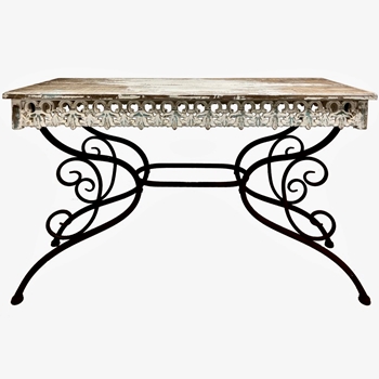 Console - Annabelle 46W/16D/30H Vintage White Rub /Old Wood on Iron base