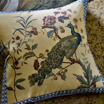 John Derian - Peacock Toile Sepia Cushion 20in SQ