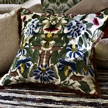 Designers Guild Cushion - Ikebana Sage Cameo Embroidered Cushion 20in SQ