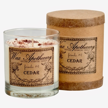 Wax Apothecary - Boxed Cedar Candle 7OZ 35HR - Coconut Wax, Essential Oil & Dried Flora