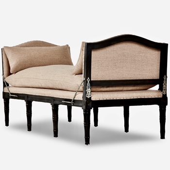 Bench Allison Daybed - Black Washed Frame with Tuscany Flax Linen - 71W/30D/34H