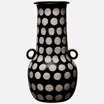 Vase - Polka Dot Ceramic 10x9x19H